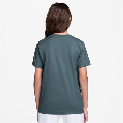 Slate Grey - Back - Nike Childrens-Kids Sportswear Logo Cotton T-Shirt