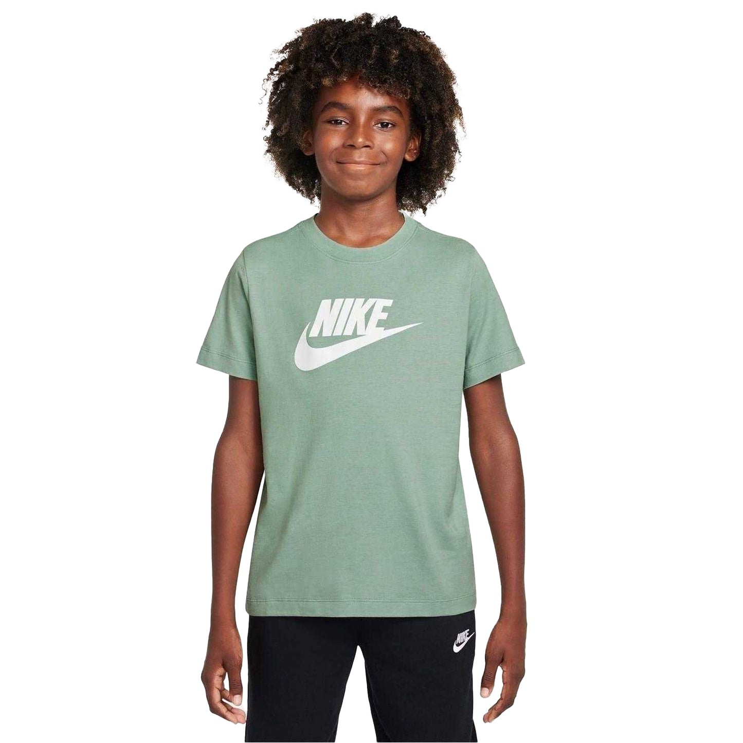 Green - Front - Nike Childrens-Kids Sportswear Logo Cotton T-Shirt