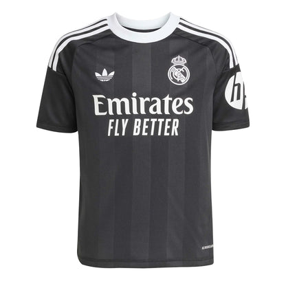 Black - Front - Real Madrid CF Childrens-Kids 25-26 Adidas Goalkeeper Jersey