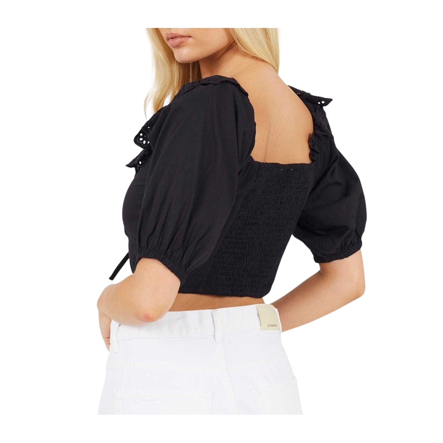Black - Back - Brave Soul Womens-Ladies Bardot Crop Top