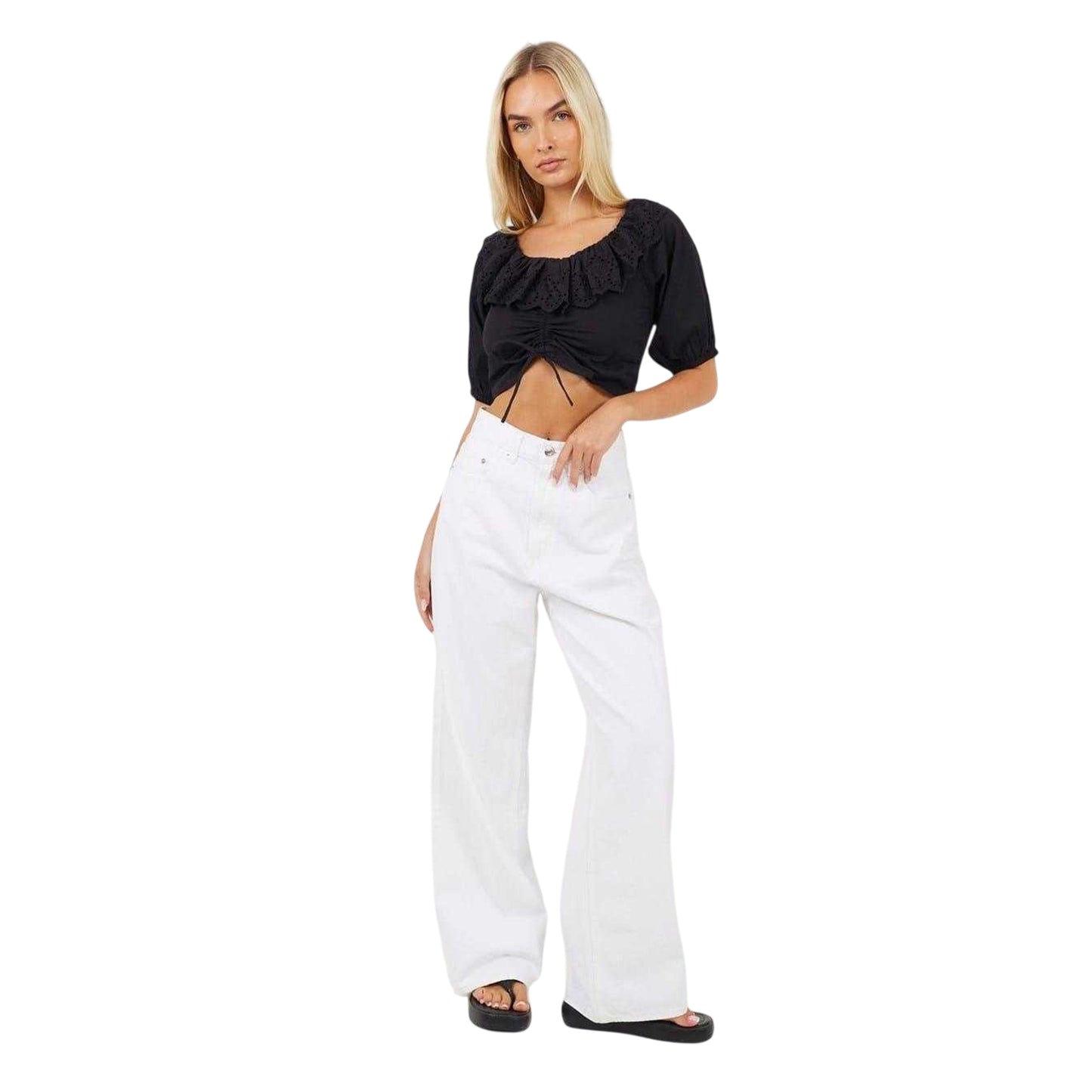 Black - Side - Brave Soul Womens-Ladies Bardot Crop Top