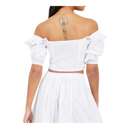 White - Back - Brave Soul Womens-Ladies Bardot Crop Top