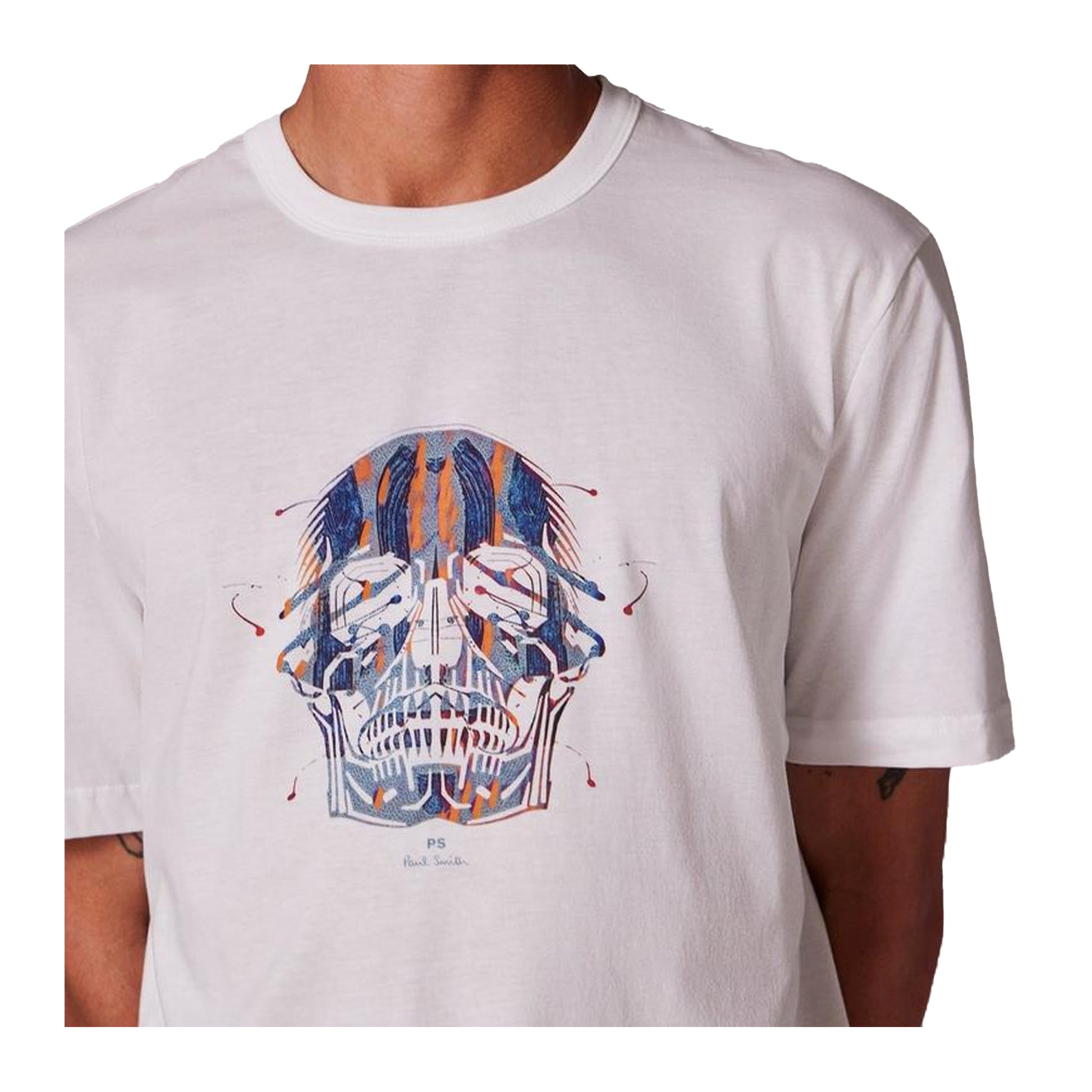 White - Side - Paul Smith Mens Skull Regular T-Shirt