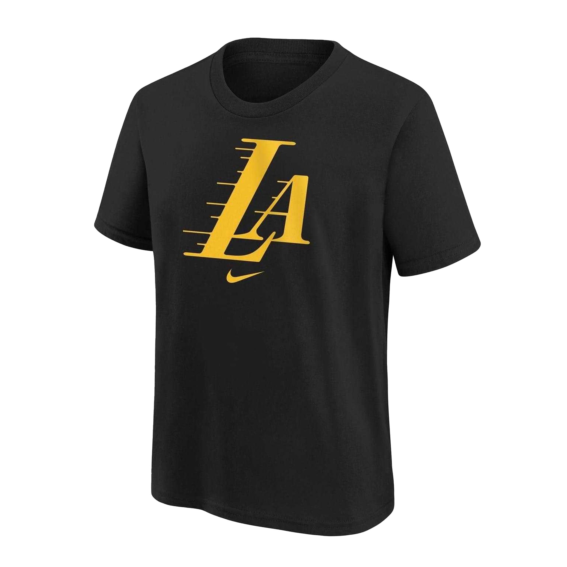 Black-Yellow - Front - Nike Childrens-Kids NBA City Edition LA Lakers T-Shirt