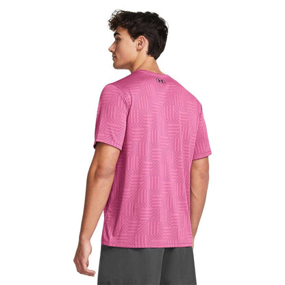 Pink - Side - Under Armour Mens Geotessa T-Shirt