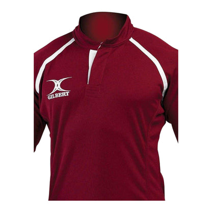 Maroon - Back - Gilbert Mens Short-Sleeved Rugby Shirt