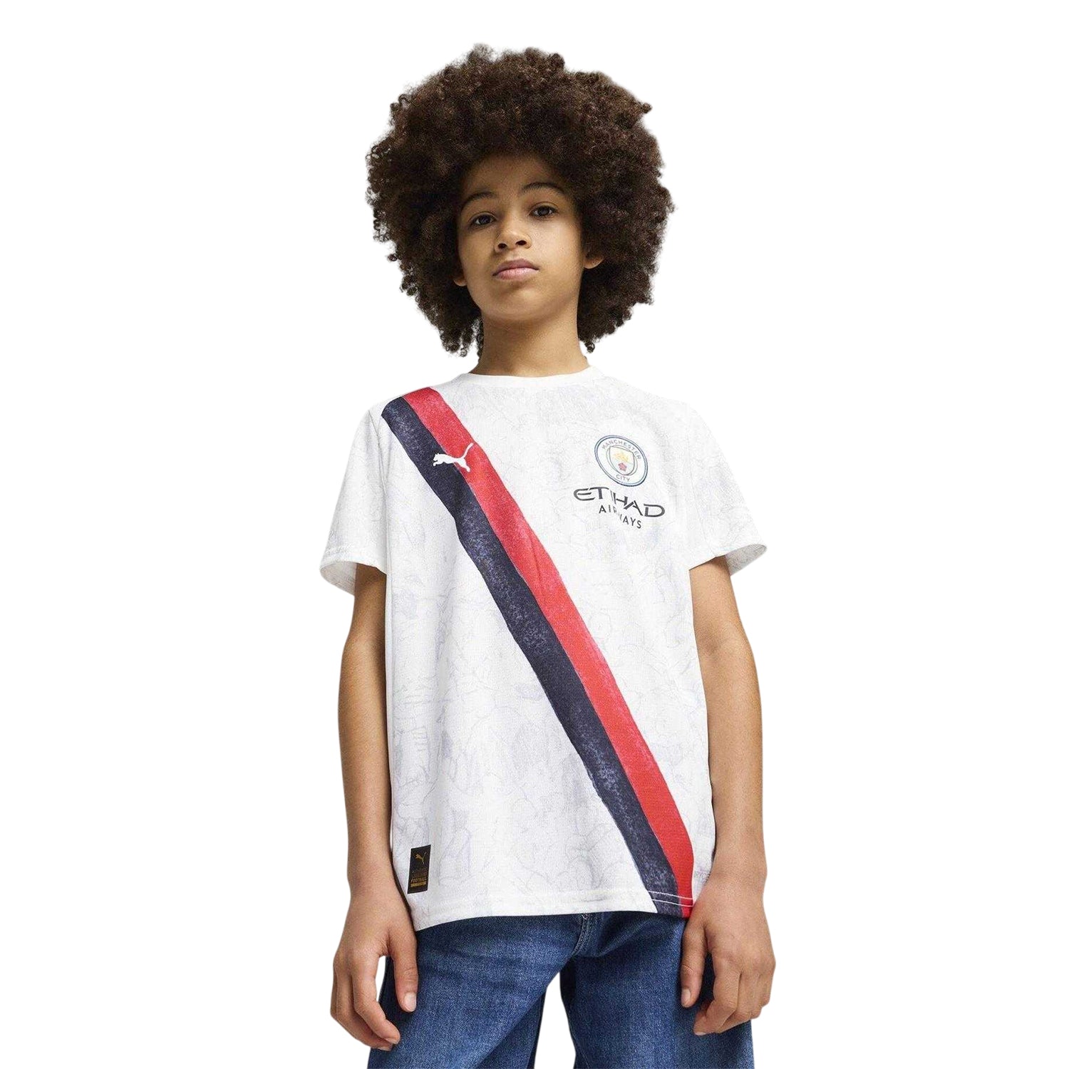 White-Black - Side - Puma Childrens-Kids KidSuper Manchester City FC Away Shirt