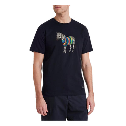 Navy - Side - Paul Smith Mens Zebra Crew Neck Regular T-Shirt