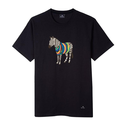 Navy - Front - Paul Smith Mens Zebra Crew Neck Regular T-Shirt
