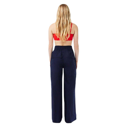 Navy Blue - Back - Lacoste Womens-Ladies Oversized Wide Leg Trousers
