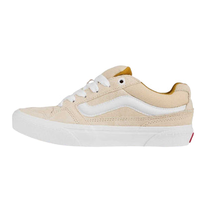 Brulee-Creme - Side - Vans Womens-Ladies Caldrone Suede Low Skate Shoes