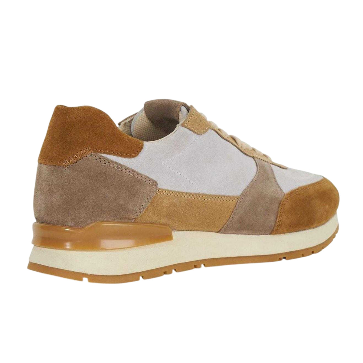 Taupe - Back - Dune London Mens Treaty Textured Suede Flat Trainers