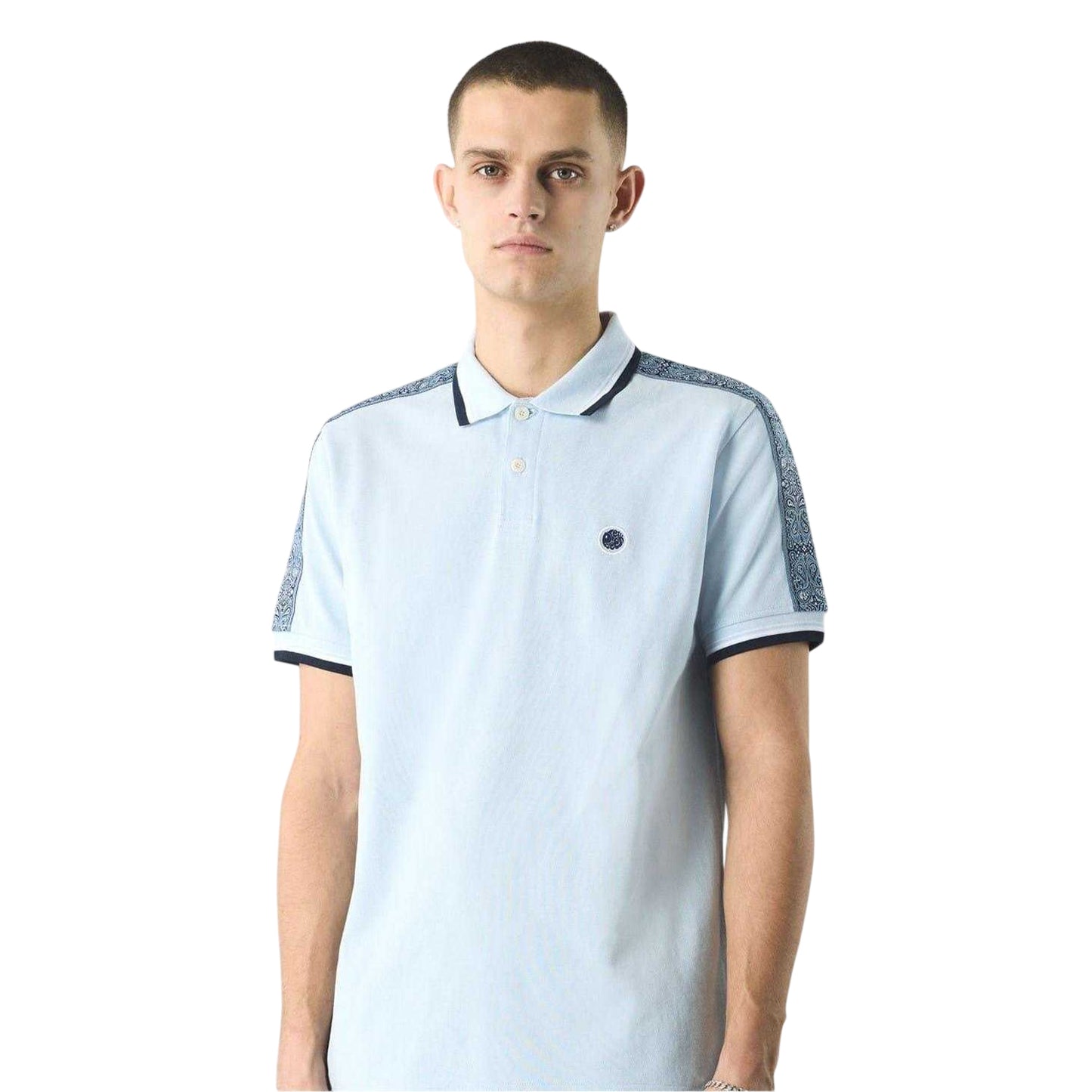 Light Blue - Side - Pretty Green Mens Paisley Regular Polo Shirt