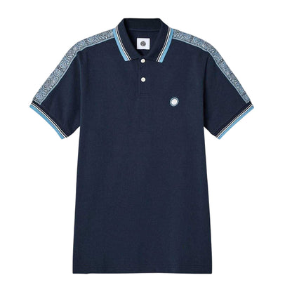 Navy - Front - Pretty Green Mens Paisley Regular Polo Shirt