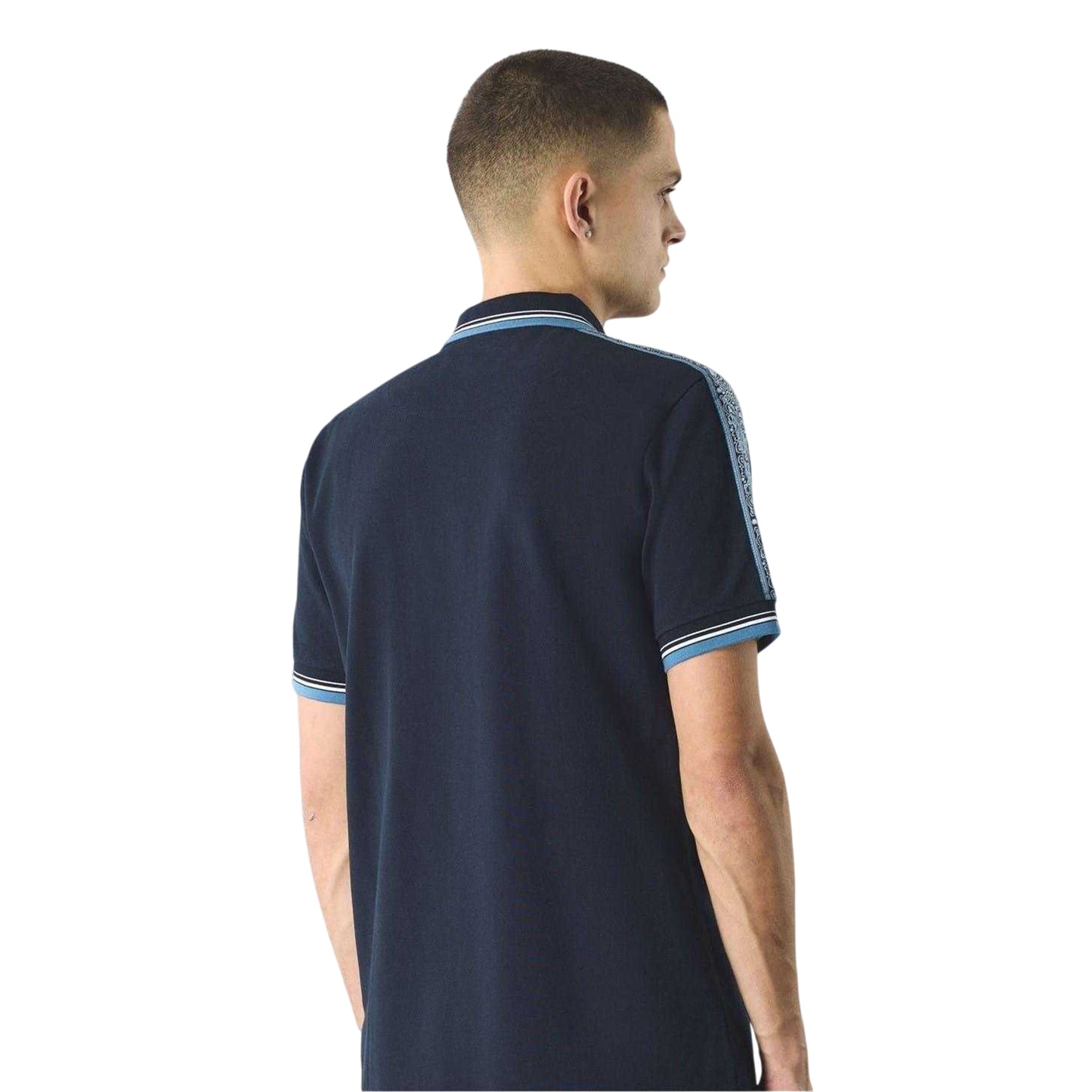 Navy - Back - Pretty Green Mens Paisley Regular Polo Shirt