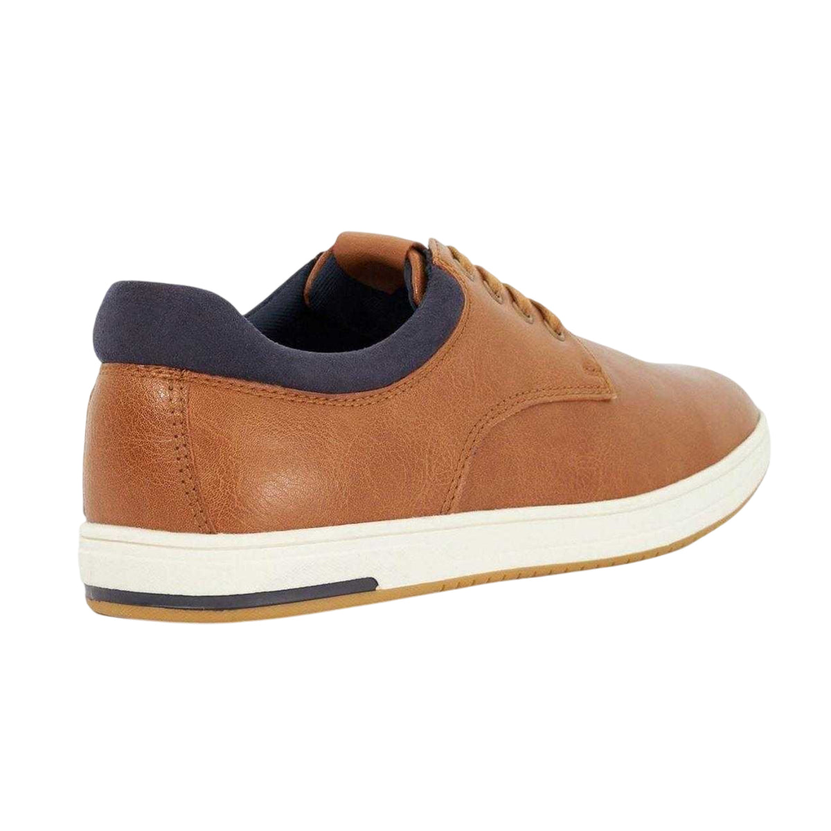 Tan - Back - Dune London Mens Tamsen Lace Up Flat Trainers