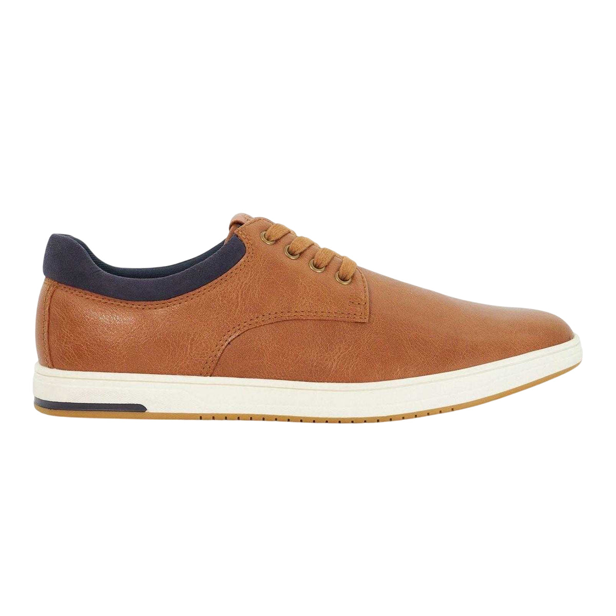 Tan - Side - Dune London Mens Tamsen Lace Up Flat Trainers