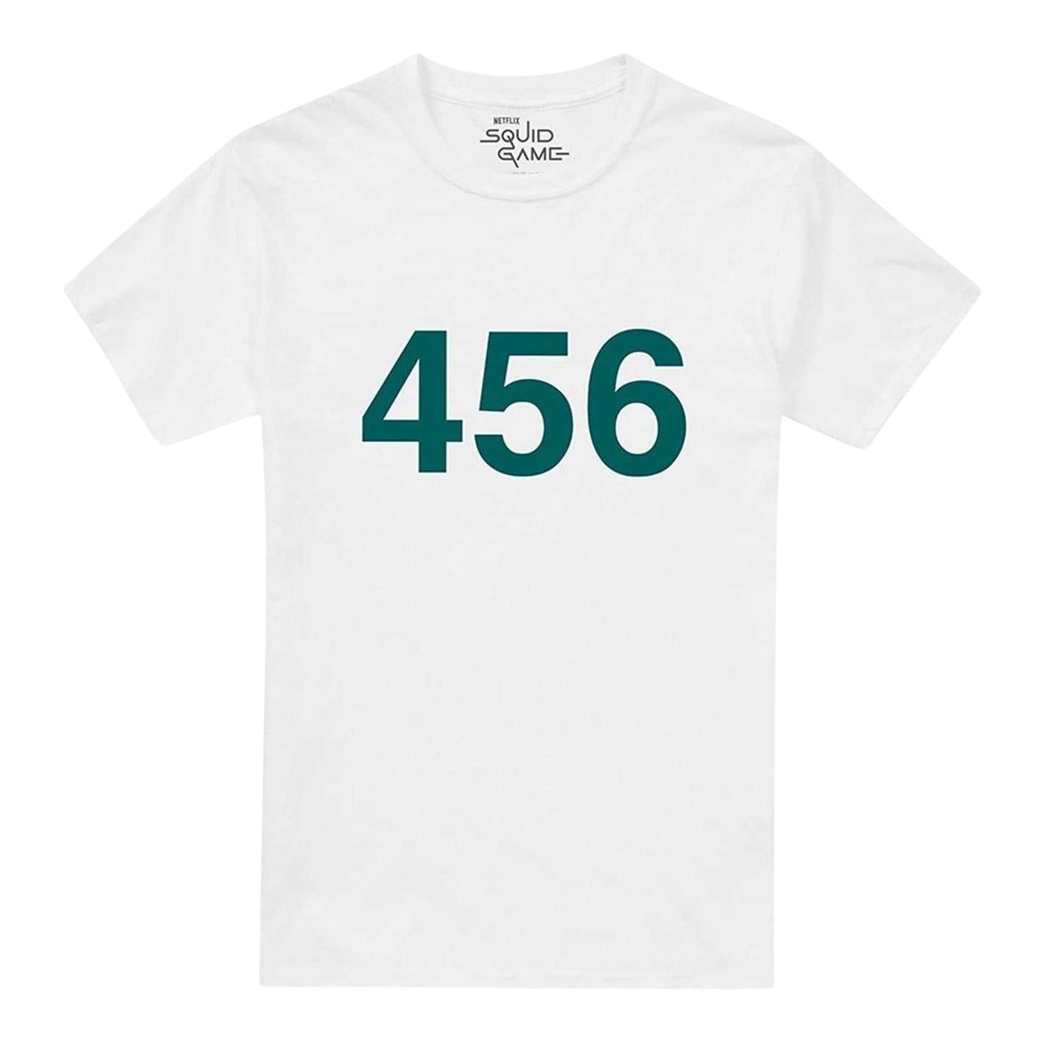 White - Front - Squid Game Mens 456 Regular T-Shirt