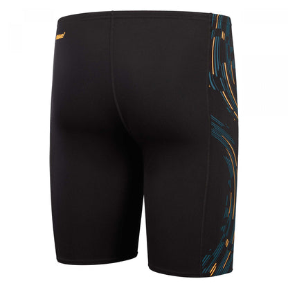 Black-Orange-Blue - Back - Speedo Mens Tech Panel Jammer Shorts