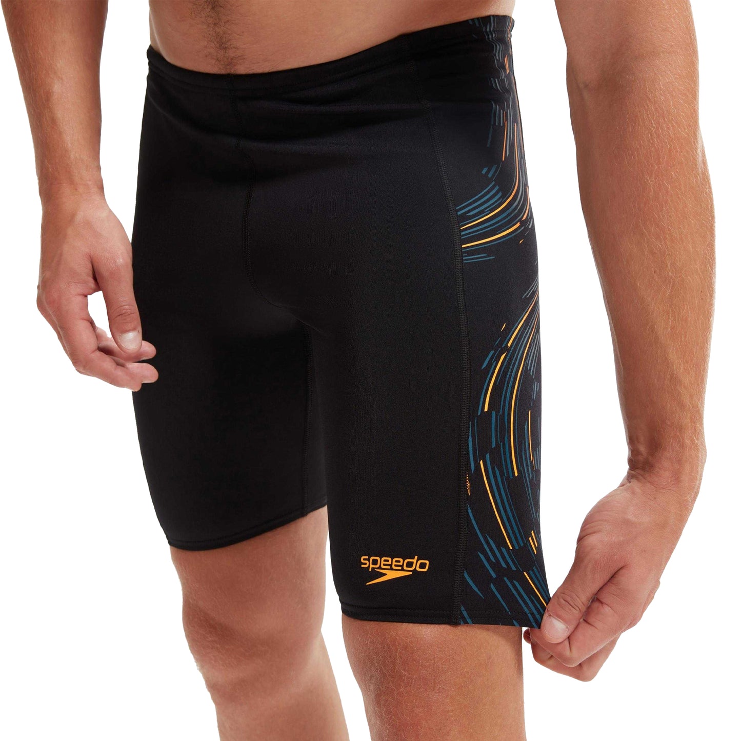 Black-Orange-Blue - Side - Speedo Mens Tech Panel Jammer Shorts