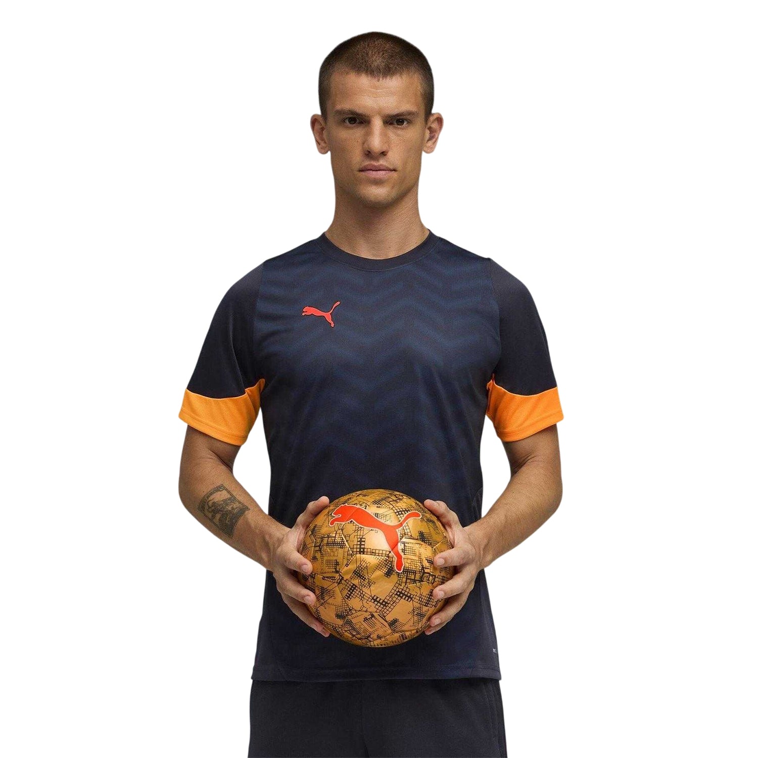 Navy-Orange - Side - Puma Mens IndividualCUP Football Jersey