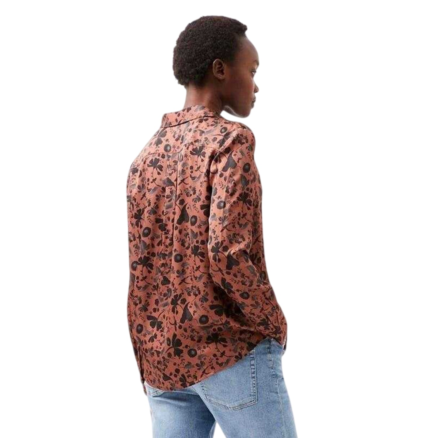 Russet - Back - French Connection Womens-Ladies Floral Regular Long-Sleeved Blouse