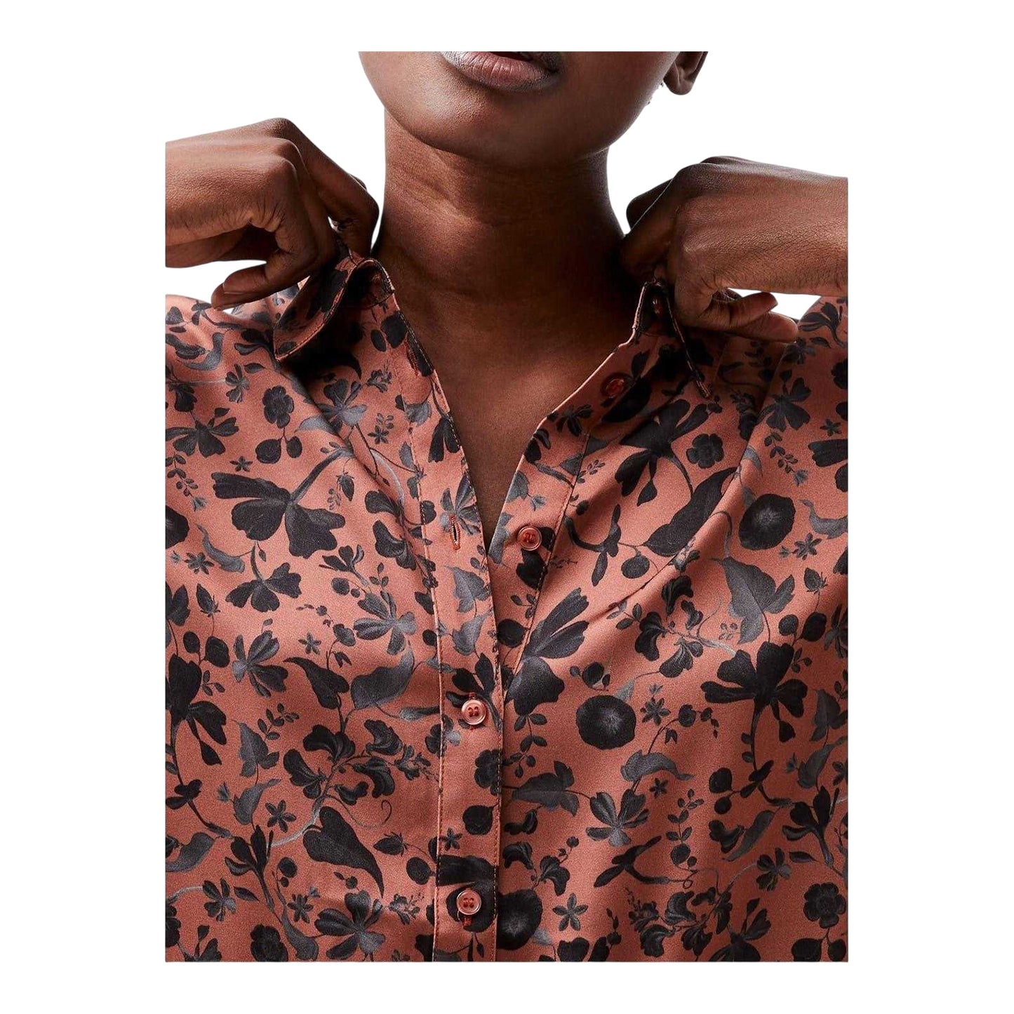 Russet - Side - French Connection Womens-Ladies Floral Regular Long-Sleeved Blouse