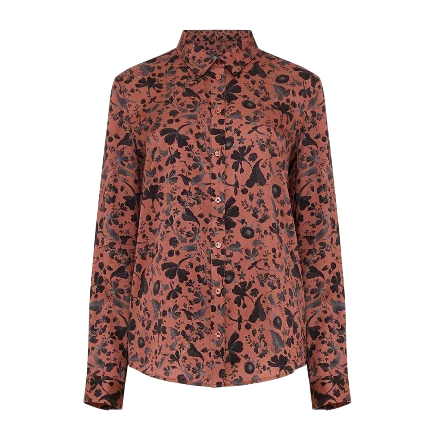 Russet - Front - French Connection Womens-Ladies Floral Regular Long-Sleeved Blouse