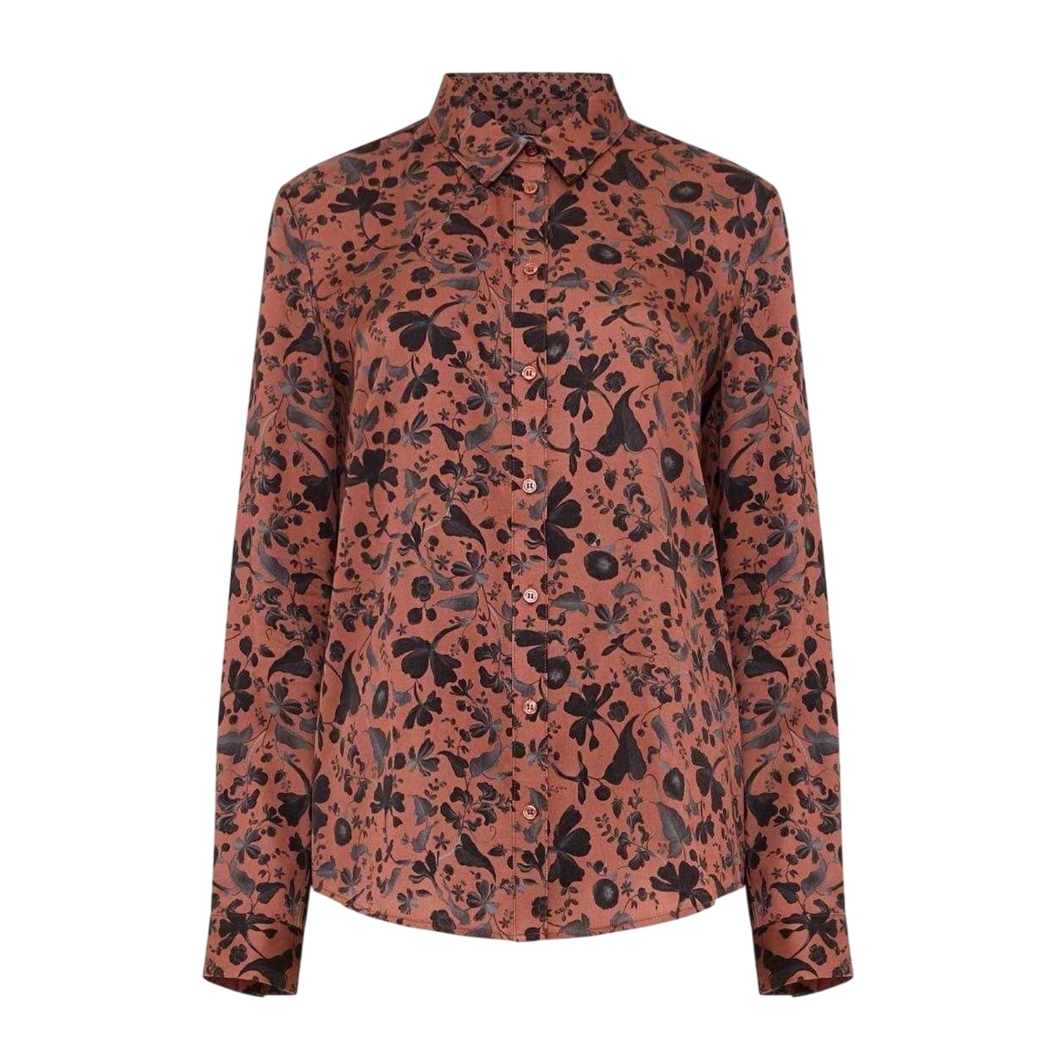 Russet - Front - French Connection Womens-Ladies Floral Regular Long-Sleeved Blouse