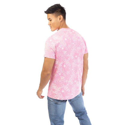 Pink - Back - Peter Werth Mens Madders Leaf Print T-Shirt