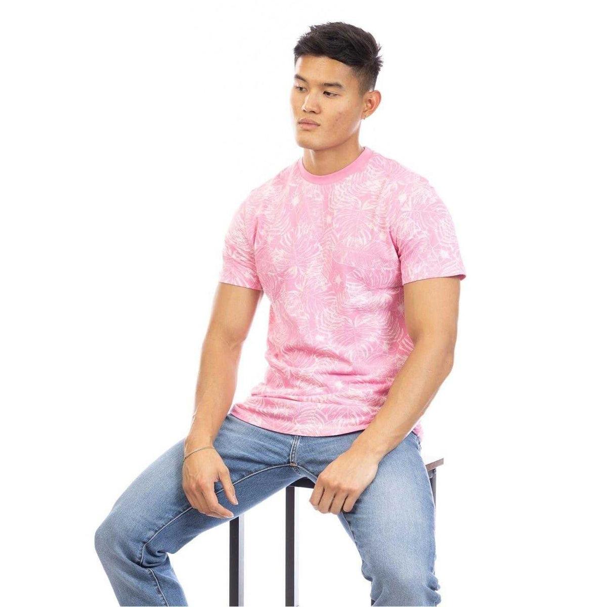 Pink - Lifestyle - Peter Werth Mens Madders Leaf Print T-Shirt
