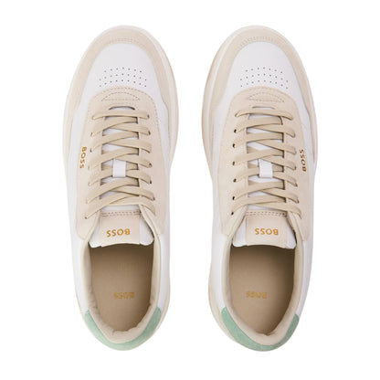 White - Side - Boss Womens-Ladies Baltimore Leather Low Trainers