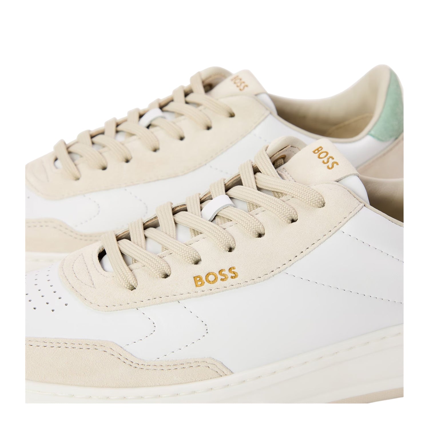 White - Lifestyle - Boss Womens-Ladies Baltimore Leather Low Trainers