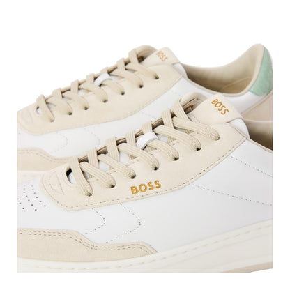 White - Lifestyle - Boss Womens-Ladies Baltimore Leather Low Trainers