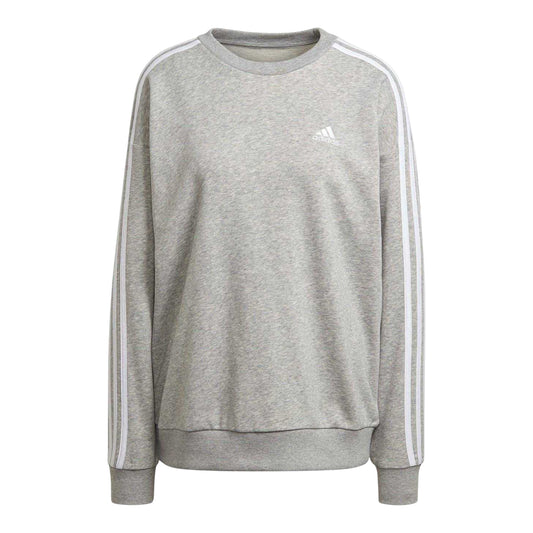Medium Grey - Front - Adidas Womens-Ladies Studio Lounge 3 Stripes Loose Fit Sweatshirt