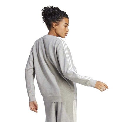 Medium Grey - Back - Adidas Womens-Ladies Studio Lounge 3 Stripes Loose Fit Sweatshirt