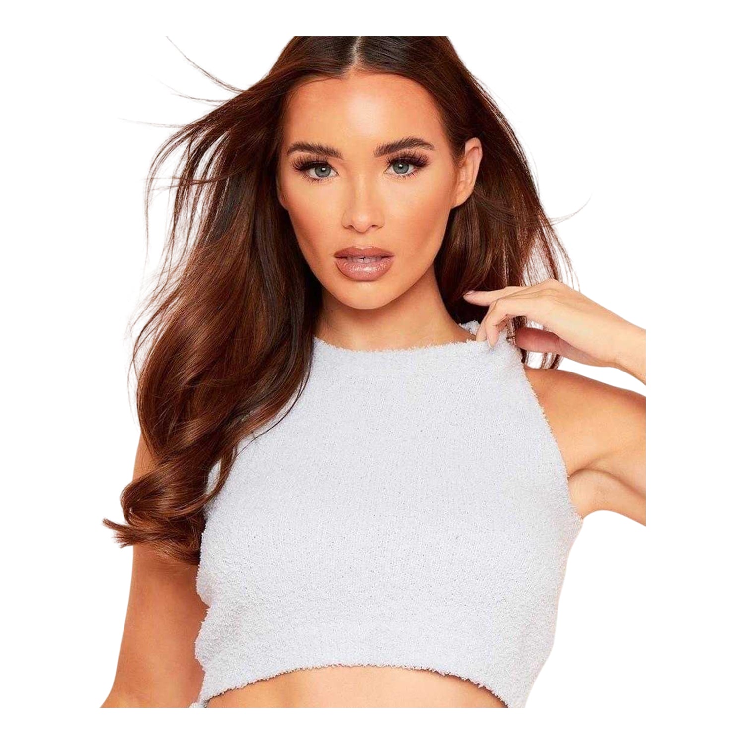 Blue - Back - Missy Empire Womens-Ladies Borg Racer Crop Top