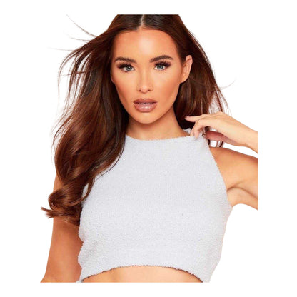 Blue - Back - Missy Empire Womens-Ladies Borg Racer Crop Top