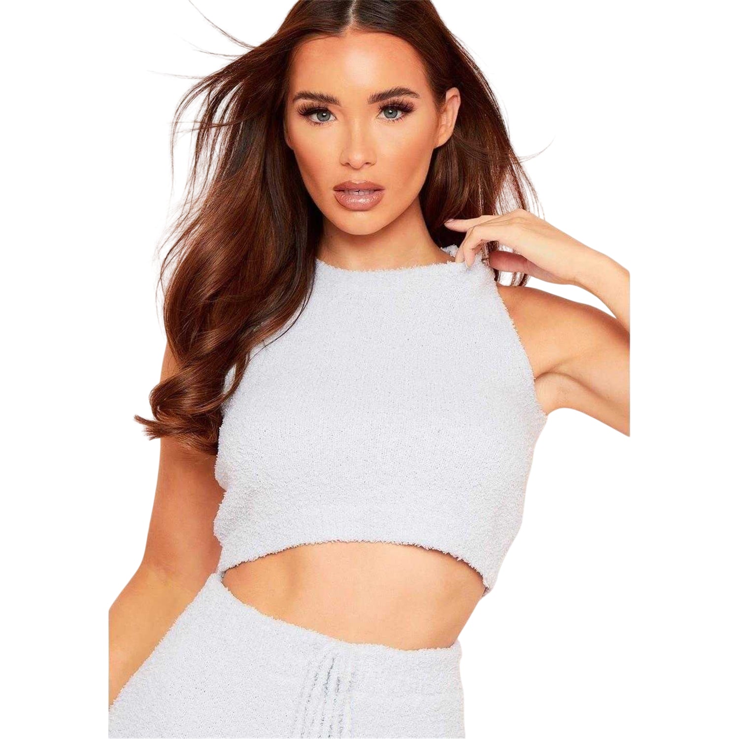 Blue - Front - Missy Empire Womens-Ladies Borg Racer Crop Top