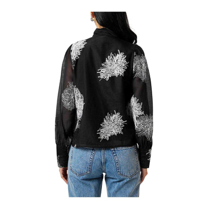 Black-White - Back - Vero Moda Womens-Ladies Dula Floral Regular Puff Sleeve Blouse