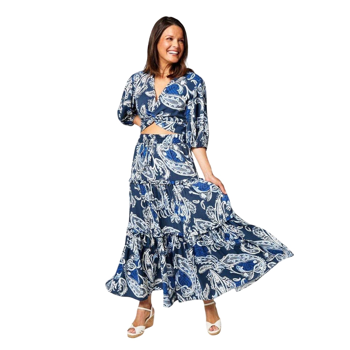 Blue-White - Lifestyle - Biba Womens-Ladies Paisley Holiday Co-ord Set