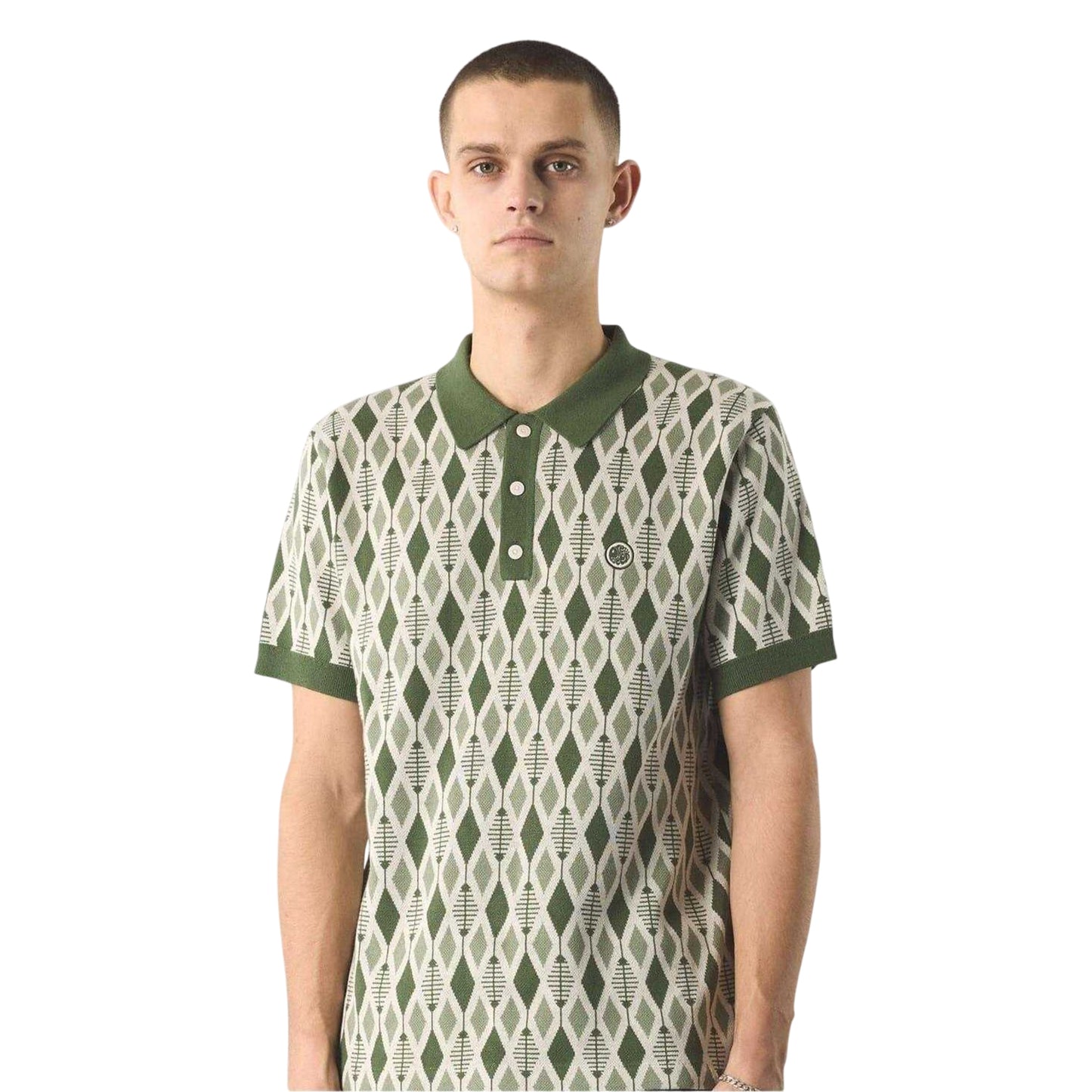 Green - Side - Pretty Green Mens Jacquard Regular Polo Shirt