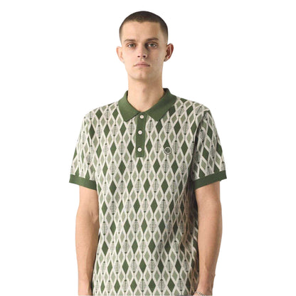 Green - Side - Pretty Green Mens Jacquard Regular Polo Shirt