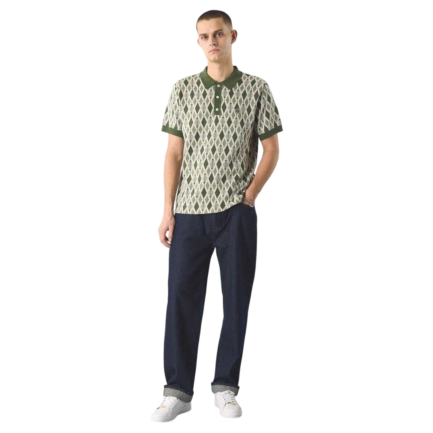 Green - Lifestyle - Pretty Green Mens Jacquard Regular Polo Shirt