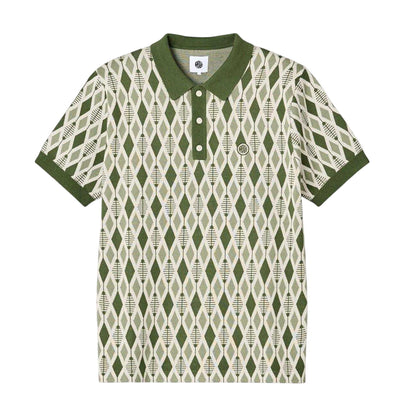 Green - Front - Pretty Green Mens Jacquard Regular Polo Shirt