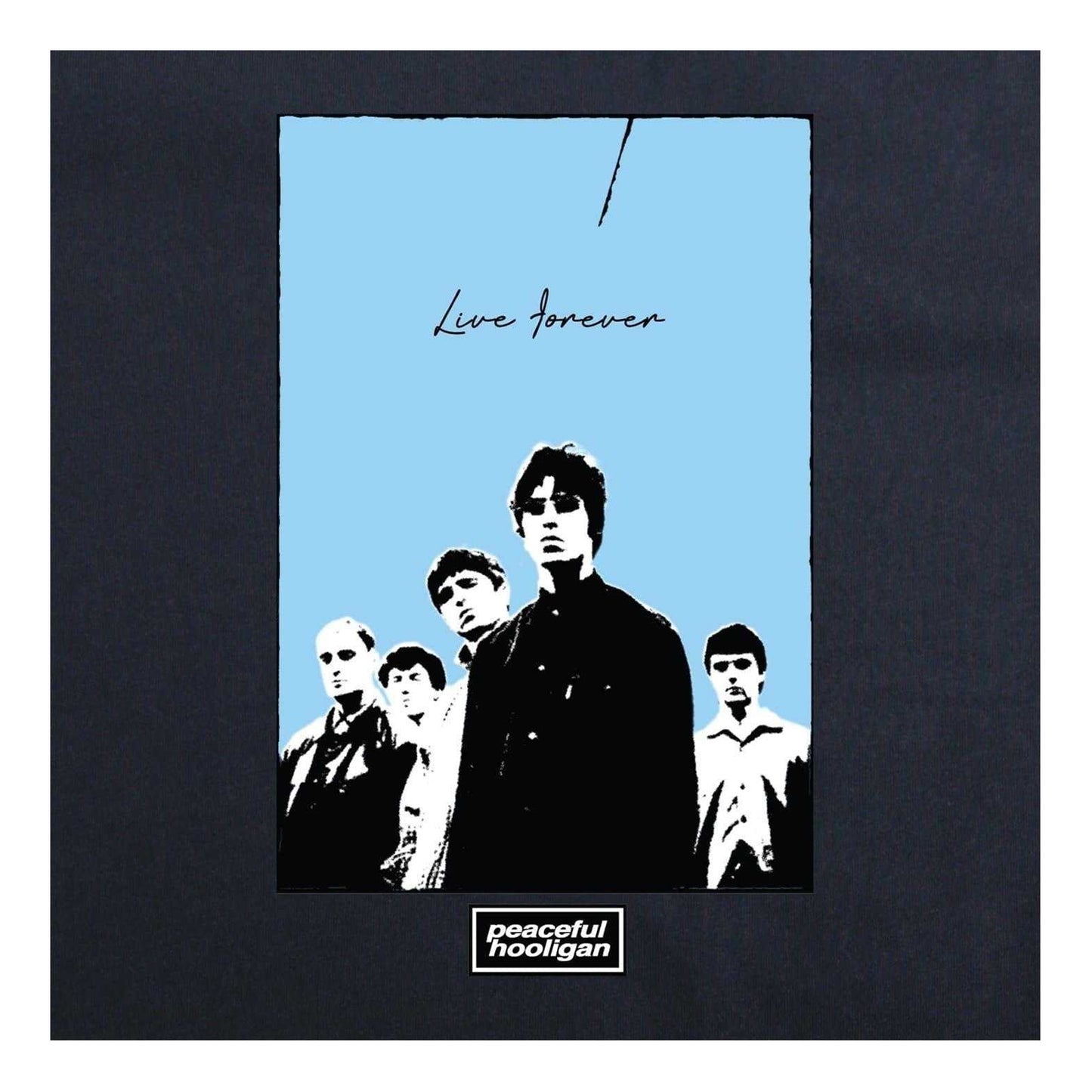 Navy - Side - Oasis Unisex Adult Live Forever Graphic Print T-Shirt
