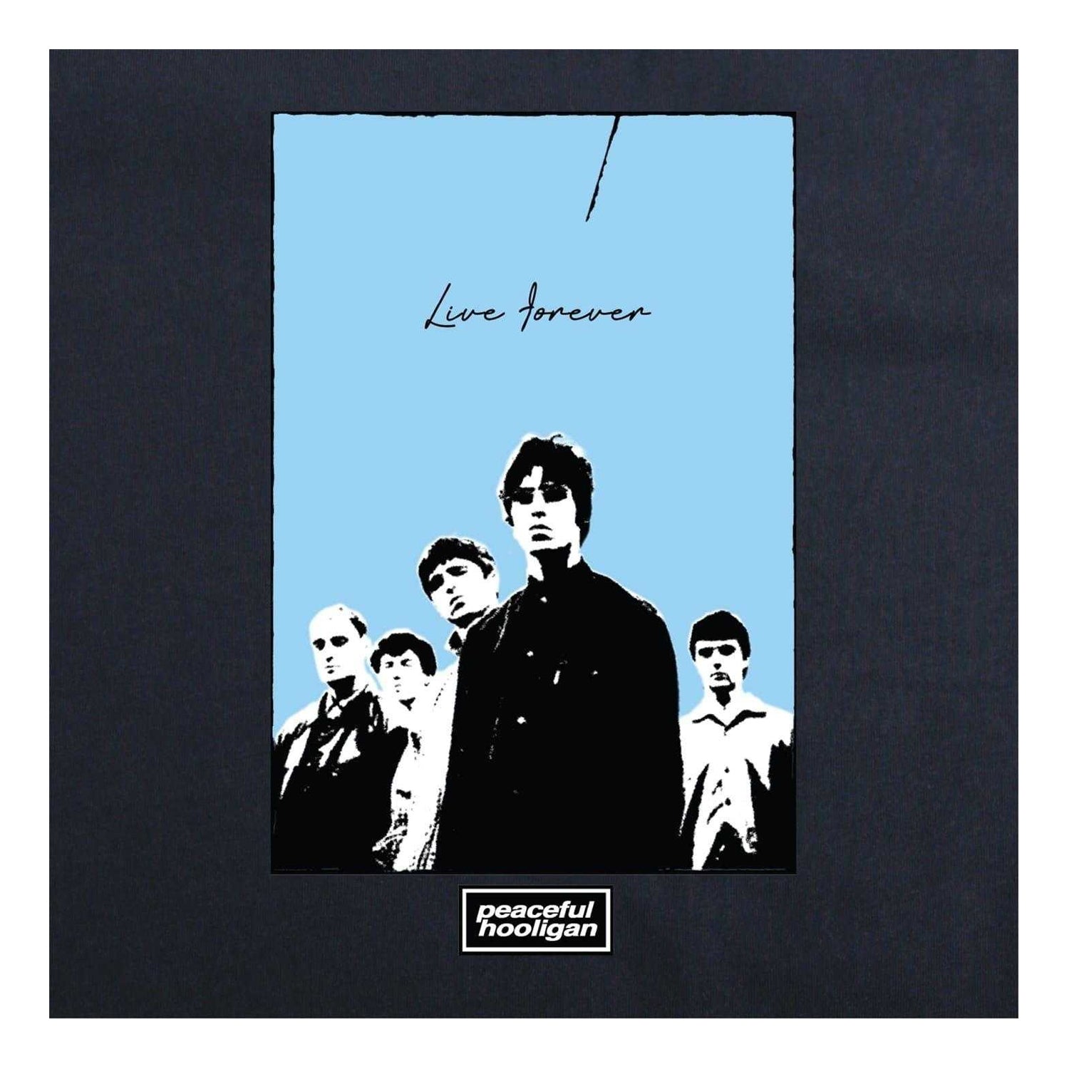 Navy - Side - Oasis Unisex Adult Live Forever Graphic Print T-Shirt