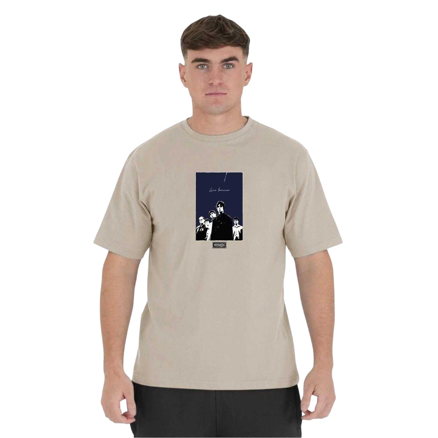 Stone - Front - Oasis Unisex Adult Live Forever Graphic Print T-Shirt