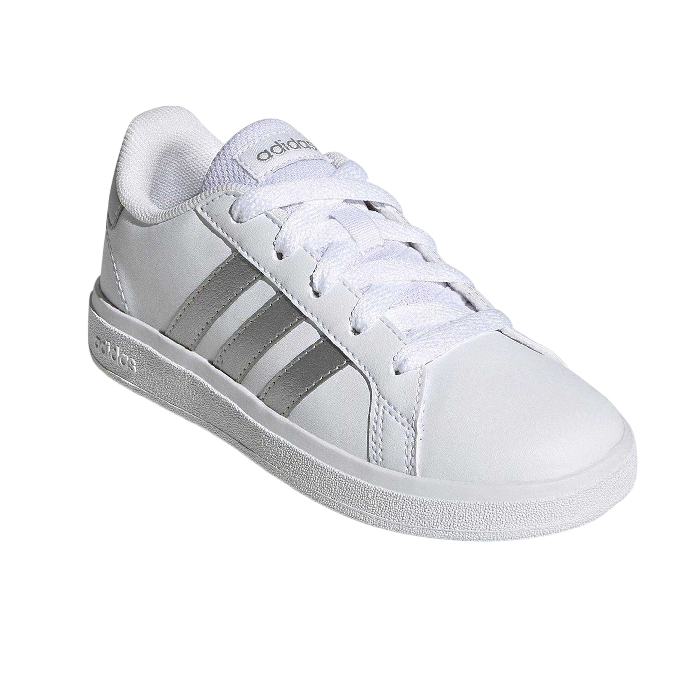 White-Silver - Front - Adidas Childrens-Kids Grand Court 2.0 Trainers