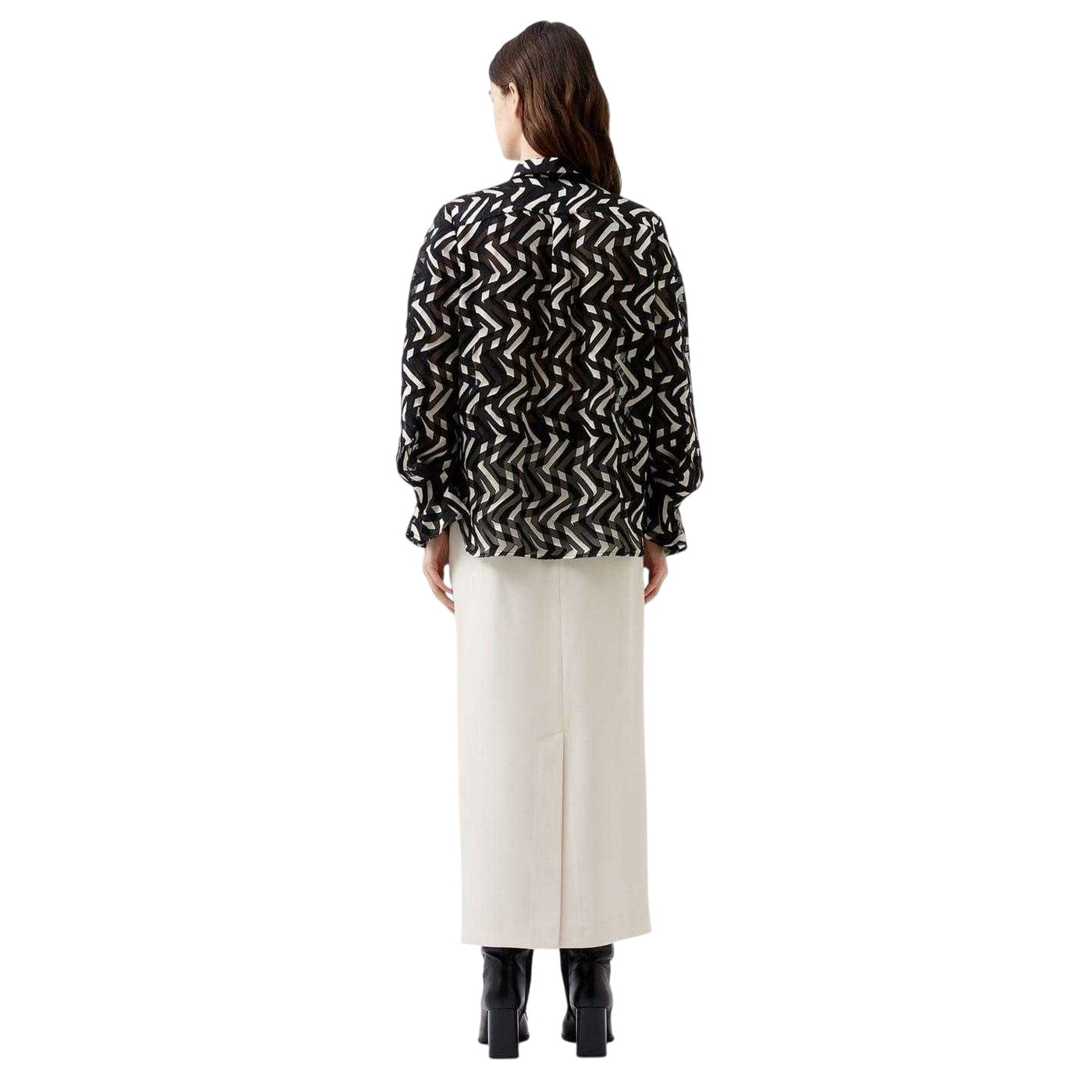 Black-Cream - Back - French Connection Womens-Ladies Diandra Long-Sleeved Blouse